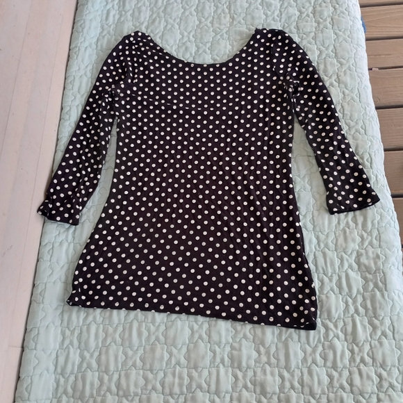Guess scoop back top Sz Small black & white polka dot - Picture 1 of 8